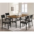Furniture of America Kapok Solid Wood 5-Piece Dining Table Set in Oak and Black