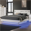 Furniture of America Malva Solid Wood Cal King Bed with LED Light in White