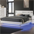 Furniture of America Malva Solid Wood Eastern King Bed with LED Light in White
