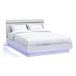 Furniture of America Malva Solid Wood Eastern King Bed with LED Light in White