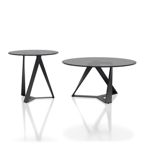 Furniture of America Hetra Metal 2-Piece Coffee Table Set in Black