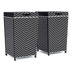 Furniture of America Azur Aluminum Patio Trash Cans in Black (Set of 2)