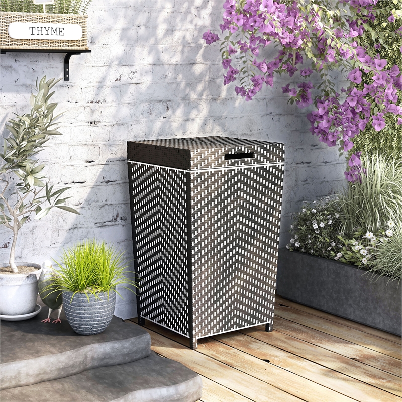 Furniture of America Azur Aluminum Patio Trash Cans in Black (Set of 2)