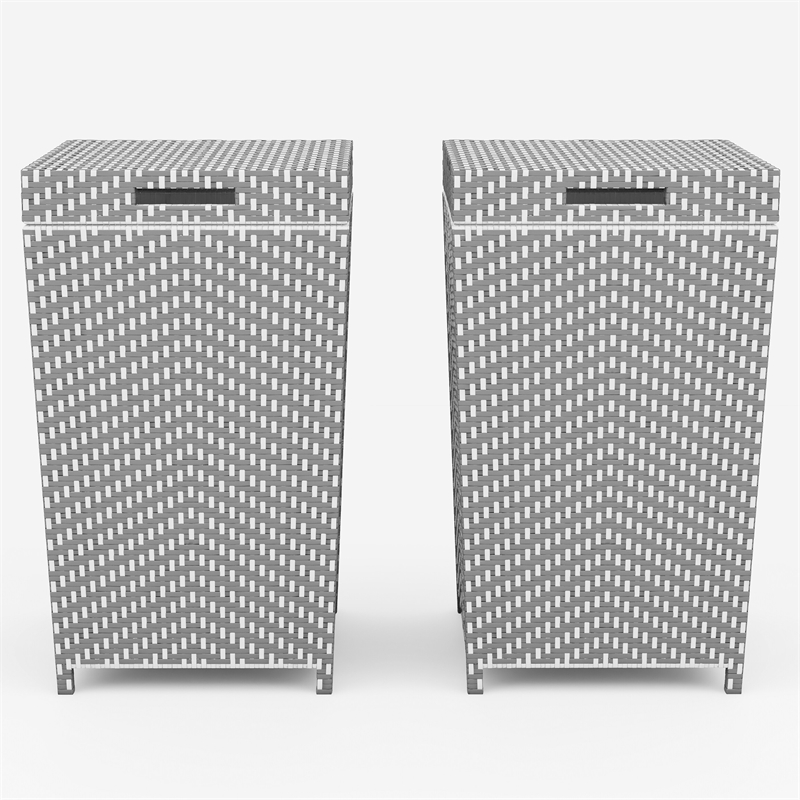 Furniture of America Azur Aluminum Patio Trash Cans in Gray (Set of 2)