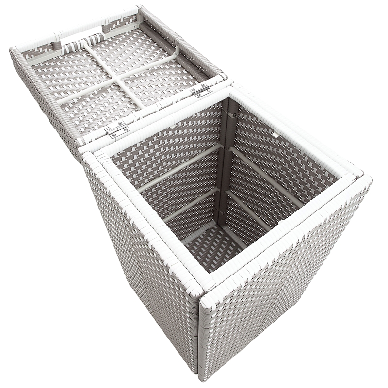 Furniture of America Azur Aluminum Patio Trash Cans in Gray (Set of 2)