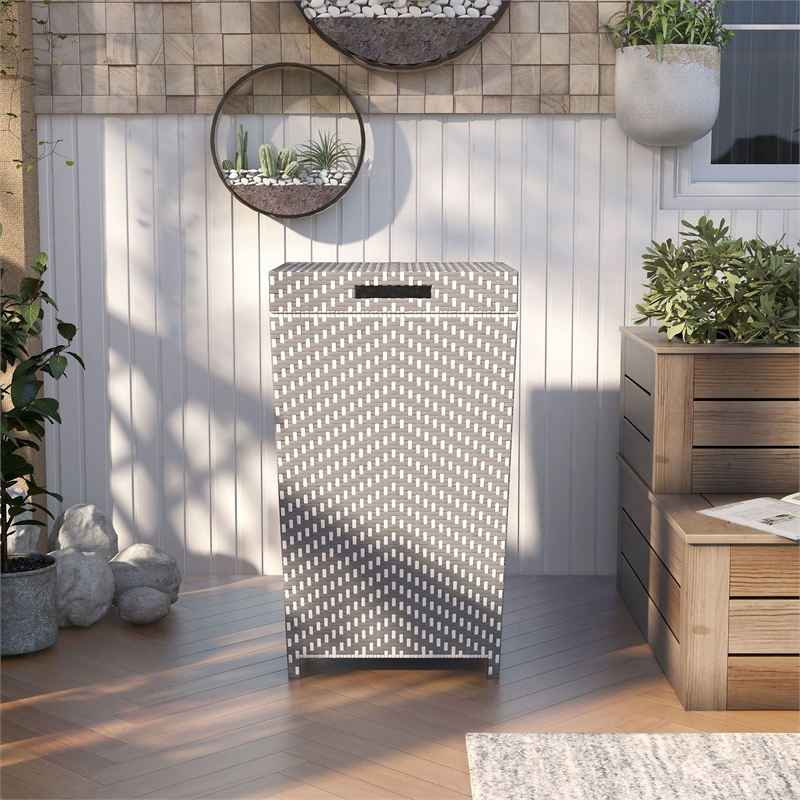 Furniture of America Azur Aluminum Patio Trash Cans in Gray (Set of 2)