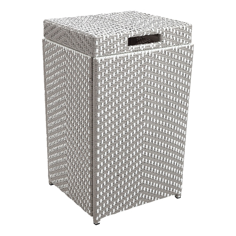 Furniture of America Azur Aluminum Patio Trash Cans in Gray (Set of 2)
