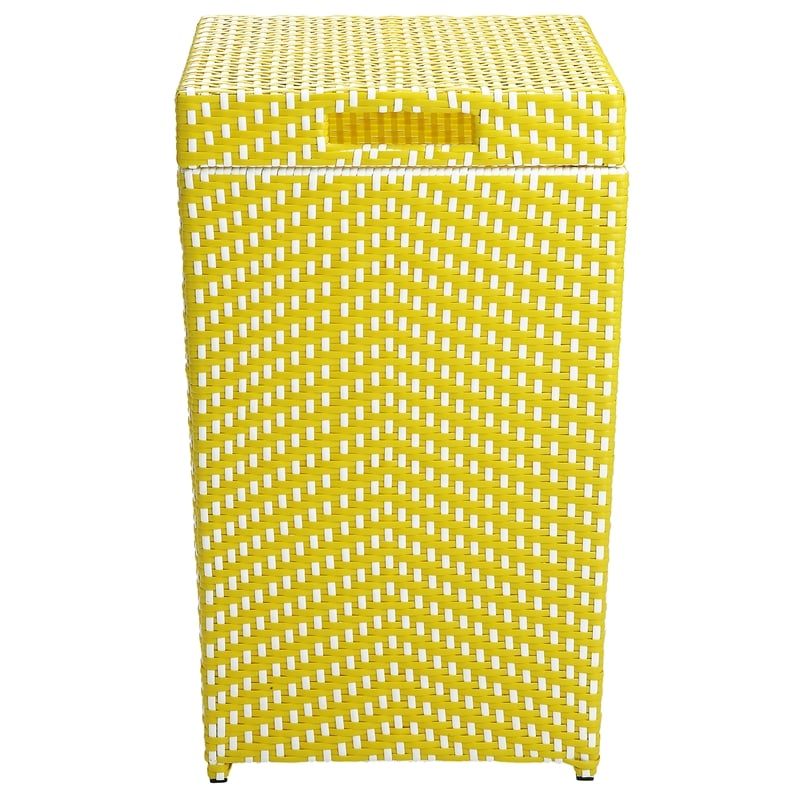 Furniture of America Azur Aluminum Patio Trash Cans in Yellow (Set of 2)