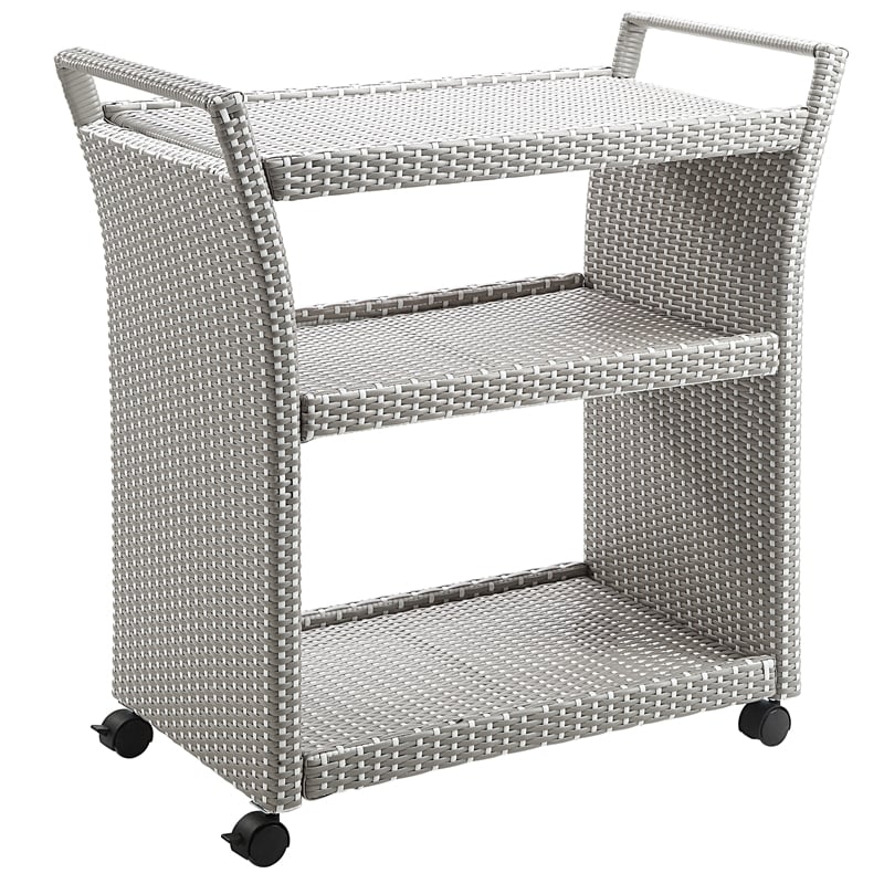 Furniture of America Azur Aluminum 2-Piece Bar Cart and Trash Can in Gray