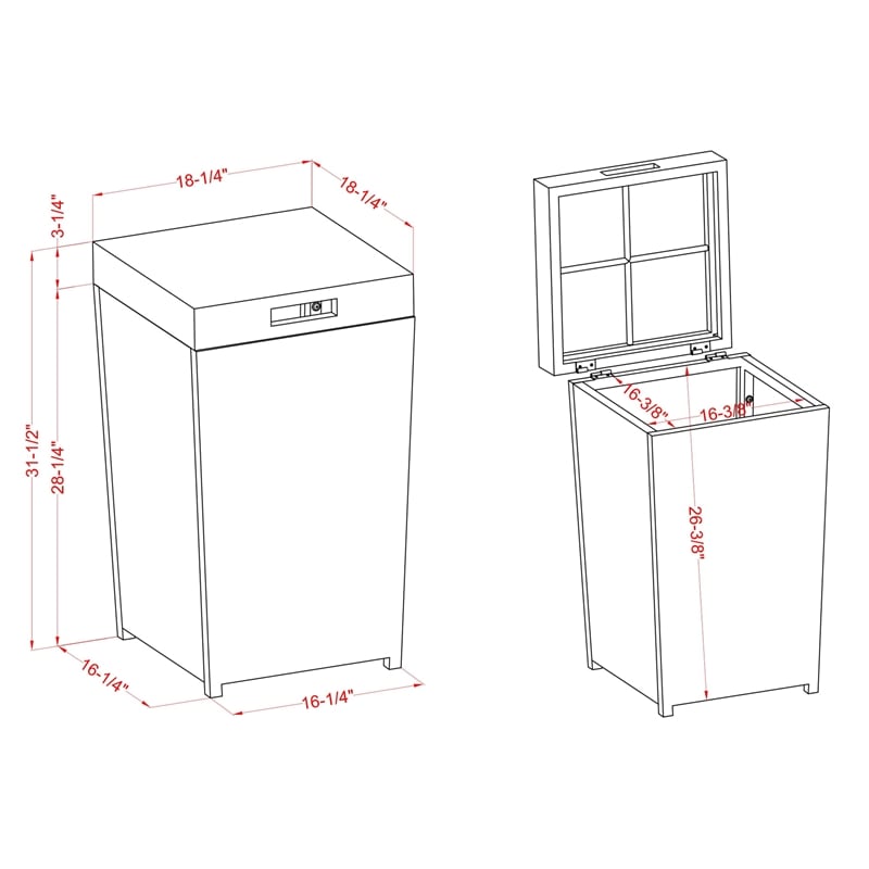Furniture of America Azur Aluminum 2-Piece Bar Cart and Trash Can in Gray