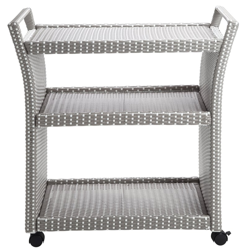 Furniture of America Azur Aluminum 2-Piece Bar Cart and Trash Can in Gray