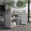 Furniture of America Azur Aluminum 2-Piece Bar Cart and Trash Can in Gray