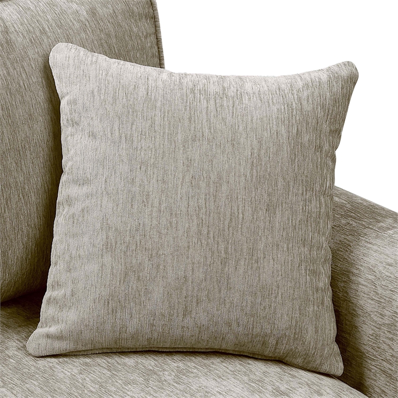 Furniture of America Elm Contemporary Chenille Upholstered Sofa in Light Brown