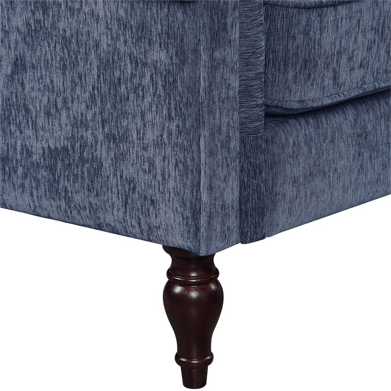 Furniture of America Elm Chenille Upholstered Blue Sofa and Care Kit