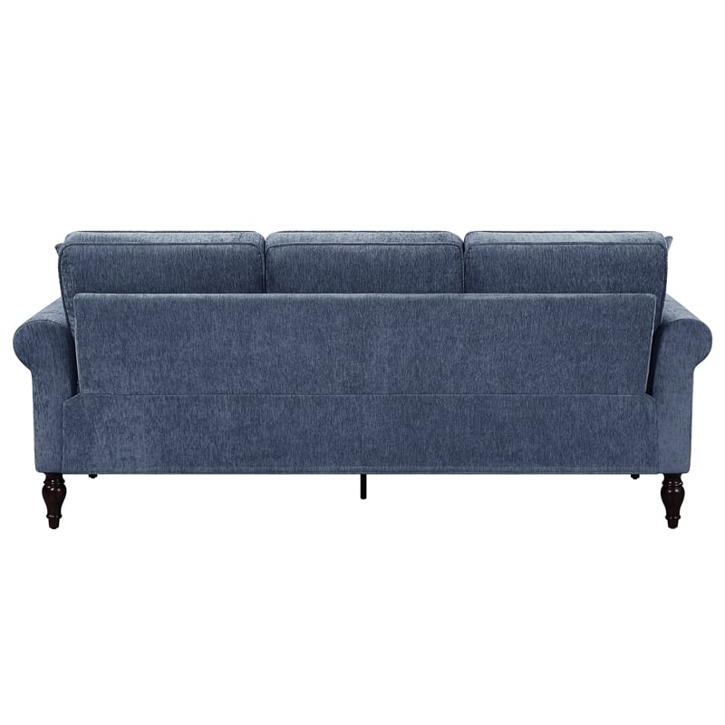 Furniture of America Elm Chenille Upholstered Blue Sofa and Care Kit