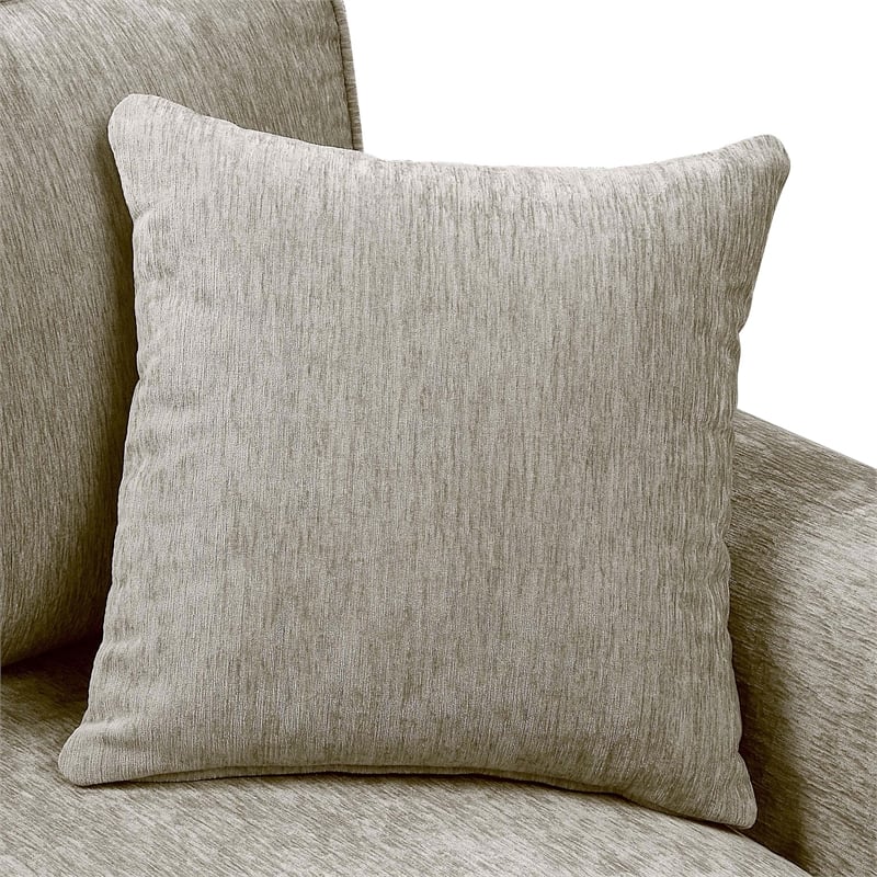 Furniture of America Elm Chenille Upholstered Light Brown Sofa and Care Kit