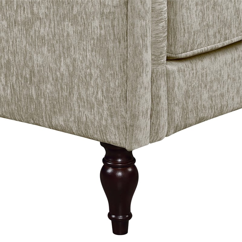 Furniture of America Elm Chenille Upholstered Light Brown Sofa and Care Kit