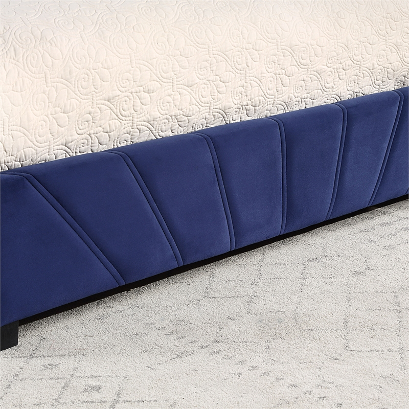 Furniture of America Harper Fabric Upholstered Queen Bed with 4-Drawer in Navy