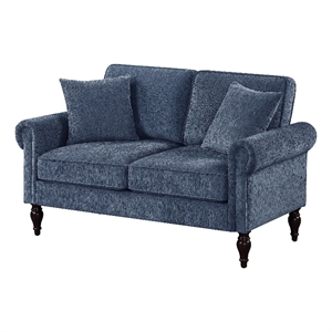 Furniture of America Elm Chenille Upholstered Loveseat in Blue