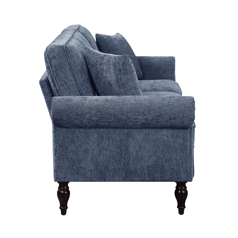Furniture of America Elm Contemporary Chenille Upholstered Sofa in Blue