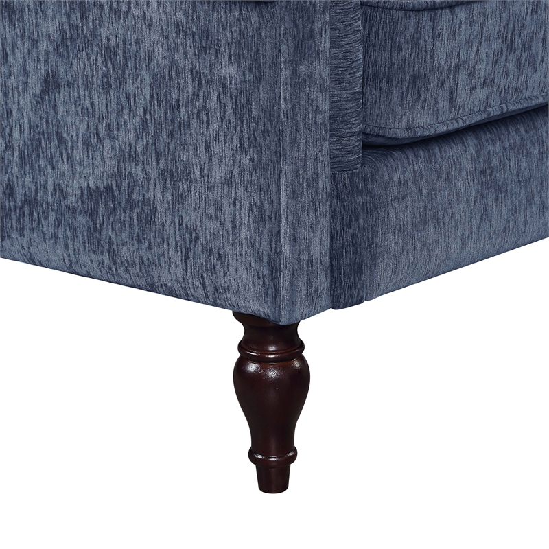 Furniture of America Elm Contemporary Chenille Upholstered Sofa in Blue