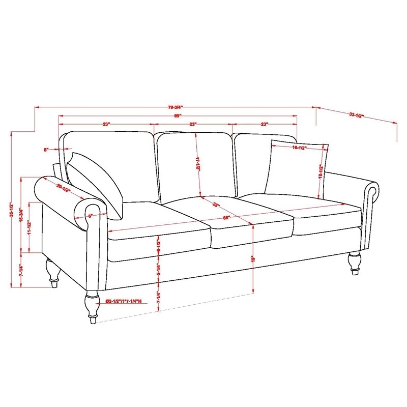 Furniture of America Elm Contemporary Chenille Upholstered Sofa in Blue