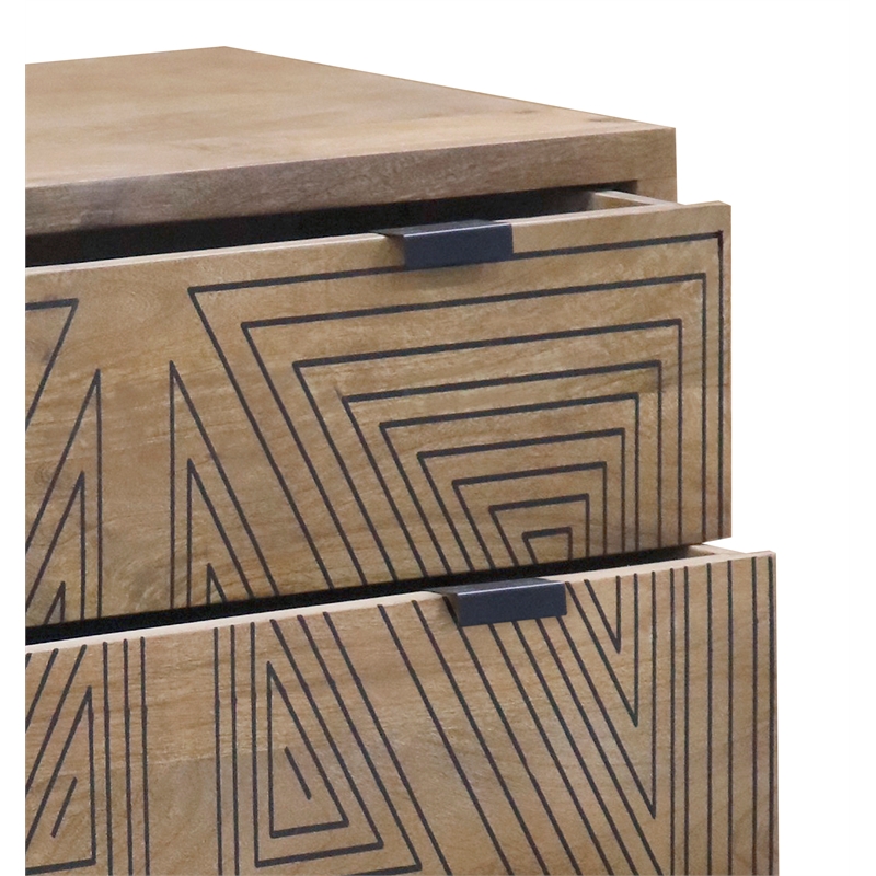 Furniture of America Kanan Art Deco Solid Wood 4-Drawer Accent Chest in Brown