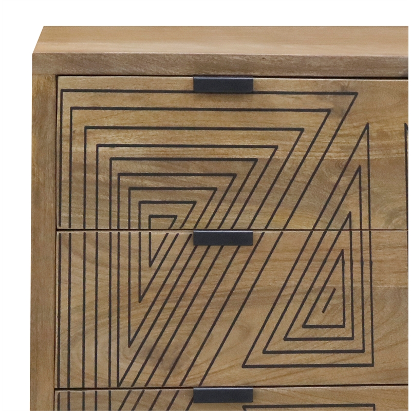 Furniture of America Kanan Art Deco Solid Wood 4-Drawer Accent Chest in Brown