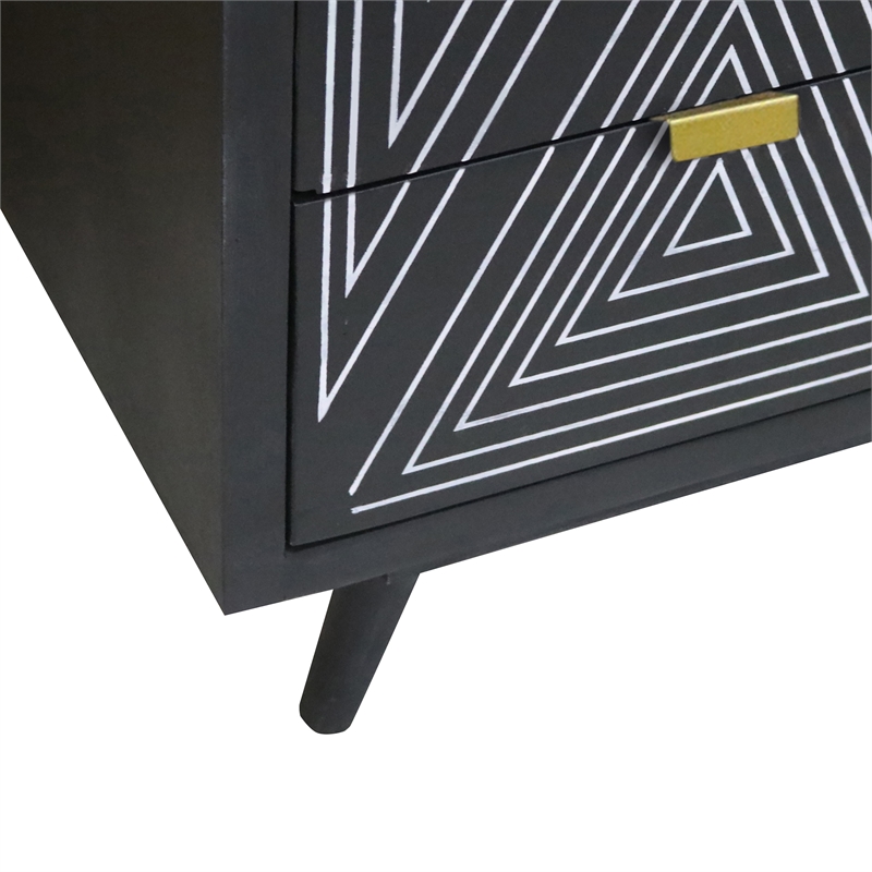 Furniture of America Kanan Art Deco Solid Wood 4-Drawer Accent Chest in Black