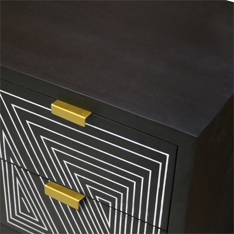 Furniture of America Kanan Art Deco Solid Wood 4-Drawer Accent Chest in Black