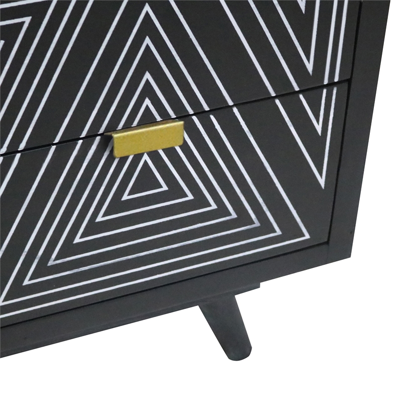 Furniture of America Kanan Art Deco Solid Wood 4-Drawer Accent Chest in Black