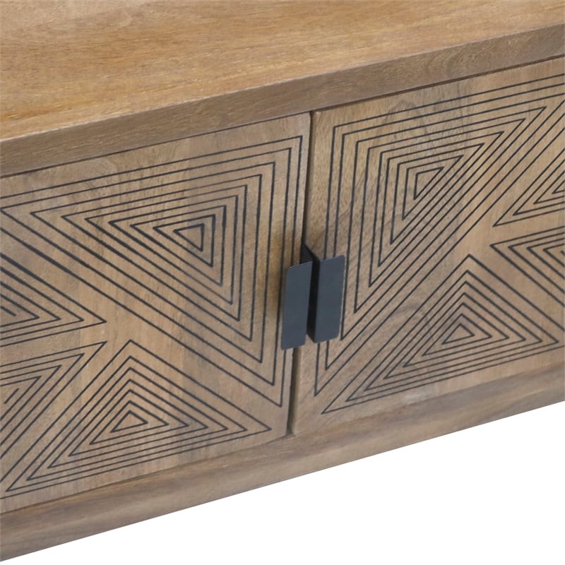 Furniture of America Kanan Art Deco Solid Wood 2-Door TV Stand in Brown