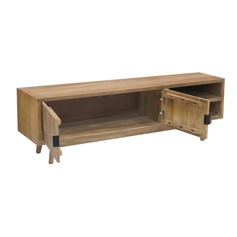 Furniture of America Kanan Art Deco Solid Wood 2-Door TV Stand in Brown