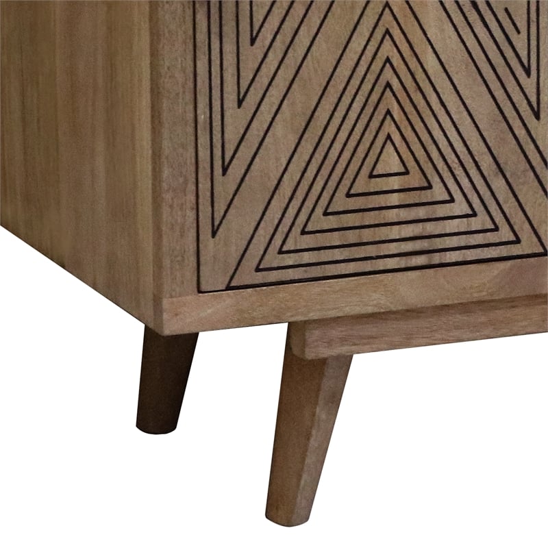 Furniture of America Kanan Art Deco Solid Wood 2-Door TV Stand in Brown