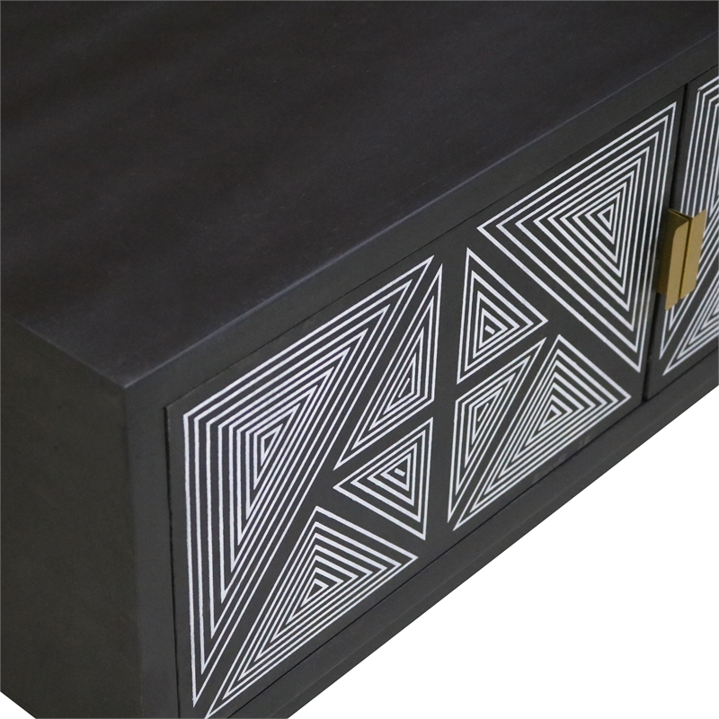 Furniture of America Kanan Art Deco Solid Wood 2-Door TV Stand in Black