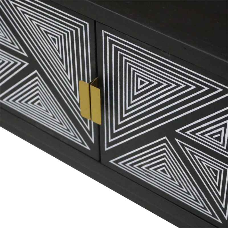 Furniture of America Kanan Art Deco Solid Wood 2-Door TV Stand in Black