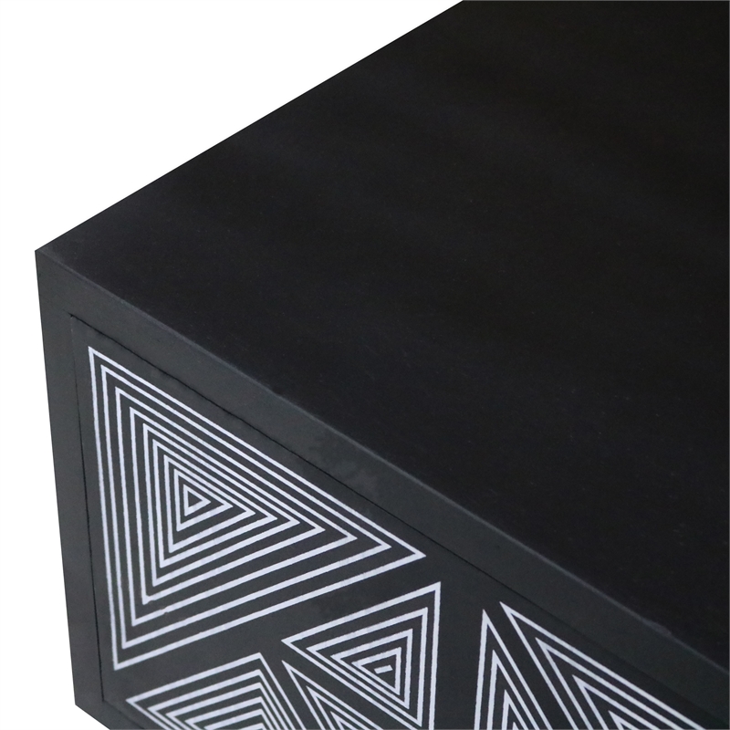 Furniture of America Kanan Art Deco Solid Wood 2-Door TV Stand in Black