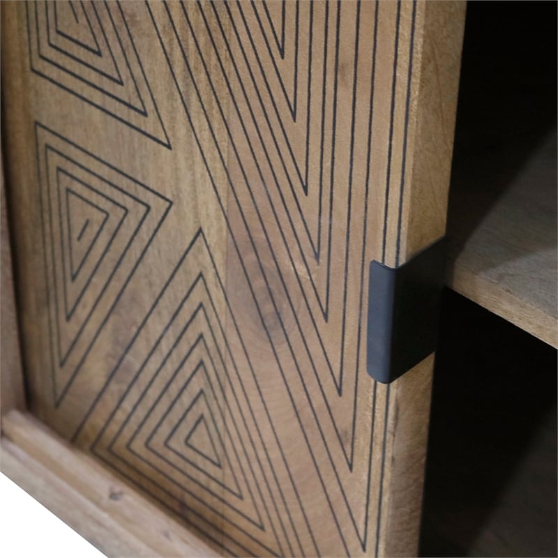 Furniture of America Kanan Art Deco Solid Wood Sliding Door Buffet in Brown