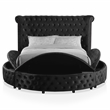 FOA Vriam 3-Piece Black Fabric Storage Bedroom Set - King + 2 Nightstands