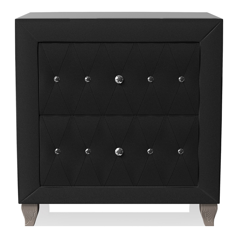 FOA Vriam 3-Piece Black Fabric Storage Bedroom Set - King + 2 Nightstands