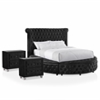 FOA Vriam 3-Piece Black Fabric Storage Bedroom Set - King + 2 Nightstands
