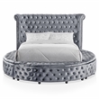 FOA Vriam 3-Piece Gray Fabric Storage Bedroom Set - King + 2 Nightstands