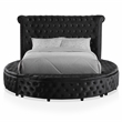 FOA Vriam 6pc Black Fabric Bed Set-King+2 Nightstands+Chest+Dresser+Mirror