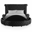 FOA Vriam 6pc Black Fabric Bed Set-King+2 Nightstands+Chest+Dresser+Mirror