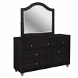 FOA Vriam 6pc Black Fabric Bed Set-King+2 Nightstands+Chest+Dresser+Mirror