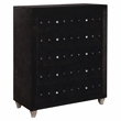 FOA Vriam 6pc Black Fabric Bed Set-King+2 Nightstands+Chest+Dresser+Mirror