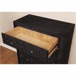 FOA Vriam 6pc Black Fabric Bed Set-King+2 Nightstands+Chest+Dresser+Mirror