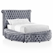 FOA Vriam 6pc Gray Fabric Bed Set-Cal King+2 Nightstands+Chest+Dresser+Mirror