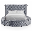 FOA Vriam 6pc Gray Fabric Bed Set-Cal King+2 Nightstands+Chest+Dresser+Mirror