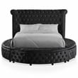 Furniture of America Vriam Glam Fabric Wingback Storage King Bed in Black